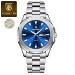 Poedagar 875 Stainless Steel Quartz Fashion Watch for Men Gold Blue