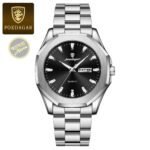 Poedagar 875 Stainless Steel Quartz Fashion Watch for Men Gold Blue