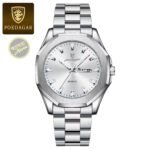 Poedagar 875 Stainless Steel Quartz Fashion Watch for Men Gold Blue