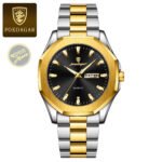 Poedagar 875 Stainless Steel Quartz Fashion Watch for Men Gold Blue
